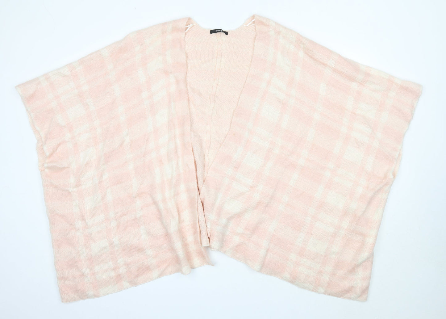 George Womens Pink V-Neck Check Acrylic Cardigan Jumper One Size
