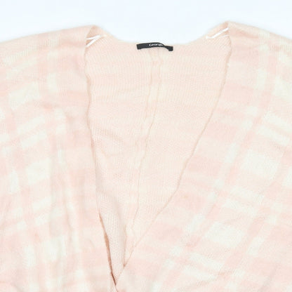 George Womens Pink V-Neck Check Acrylic Cardigan Jumper One Size