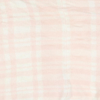 George Womens Pink V-Neck Check Acrylic Cardigan Jumper One Size