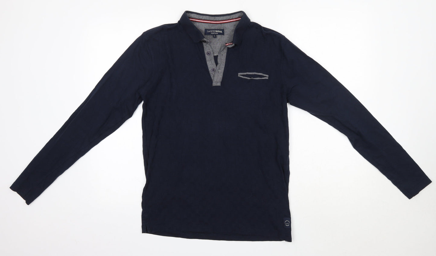 Twisted Soul Mens Blue  Cotton  Button-Up Size S Collared