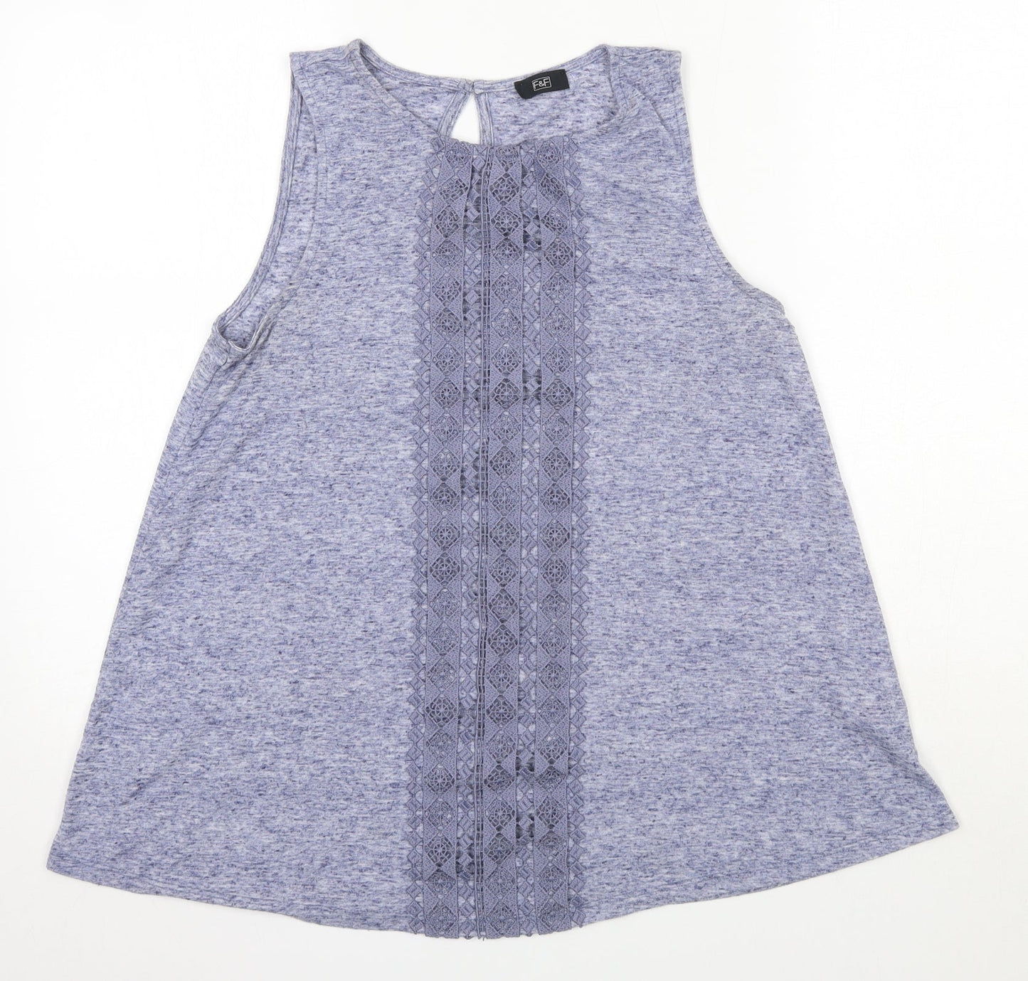 F&F Womens Blue  Polyester Basic Blouse Size 12 Round Neck