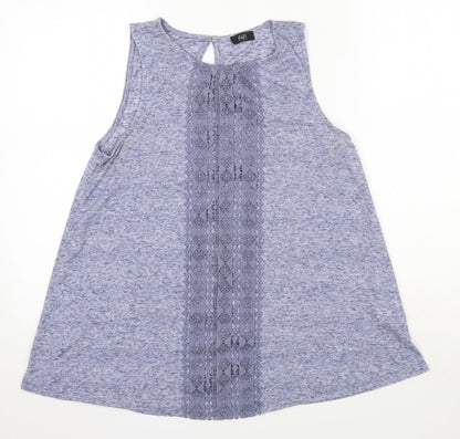 F&F Womens Blue  Polyester Basic Blouse Size 12 Round Neck