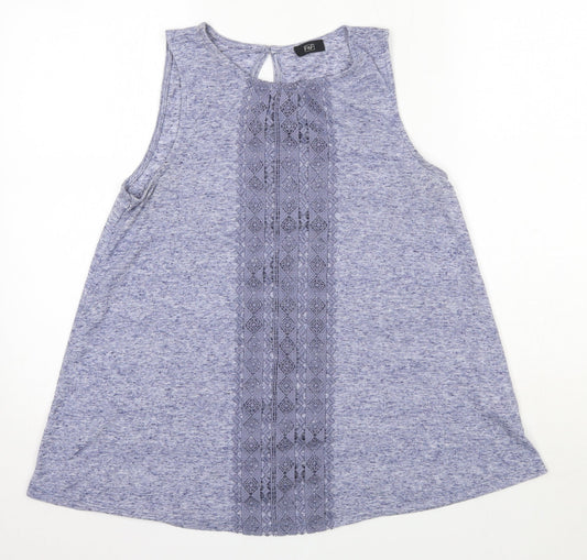 F&F Womens Blue  Polyester Basic Blouse Size 12 Round Neck