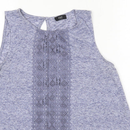 F&F Womens Blue  Polyester Basic Blouse Size 12 Round Neck