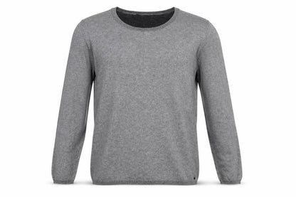 Front view of Taifun men’s grey round neck acrylic jumper, size L