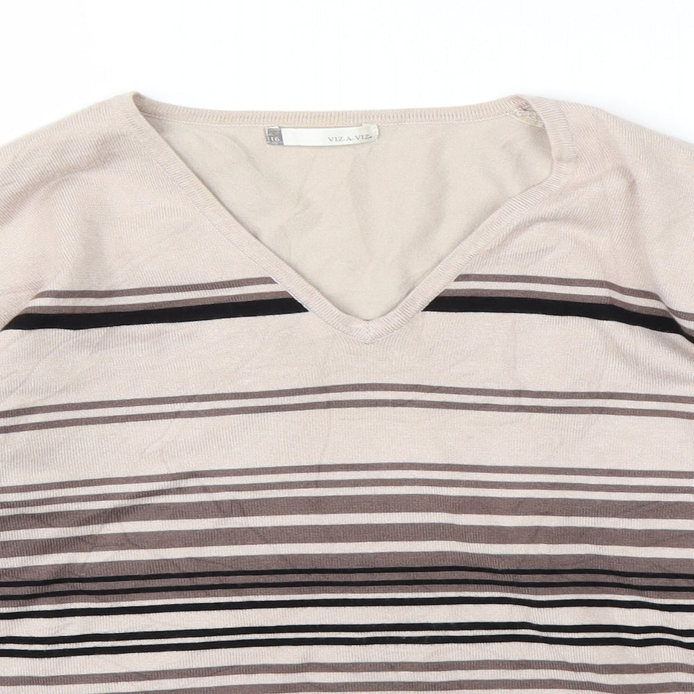 Womens UK Size 16 Viz-A-Viz Brown Pullover Jumper