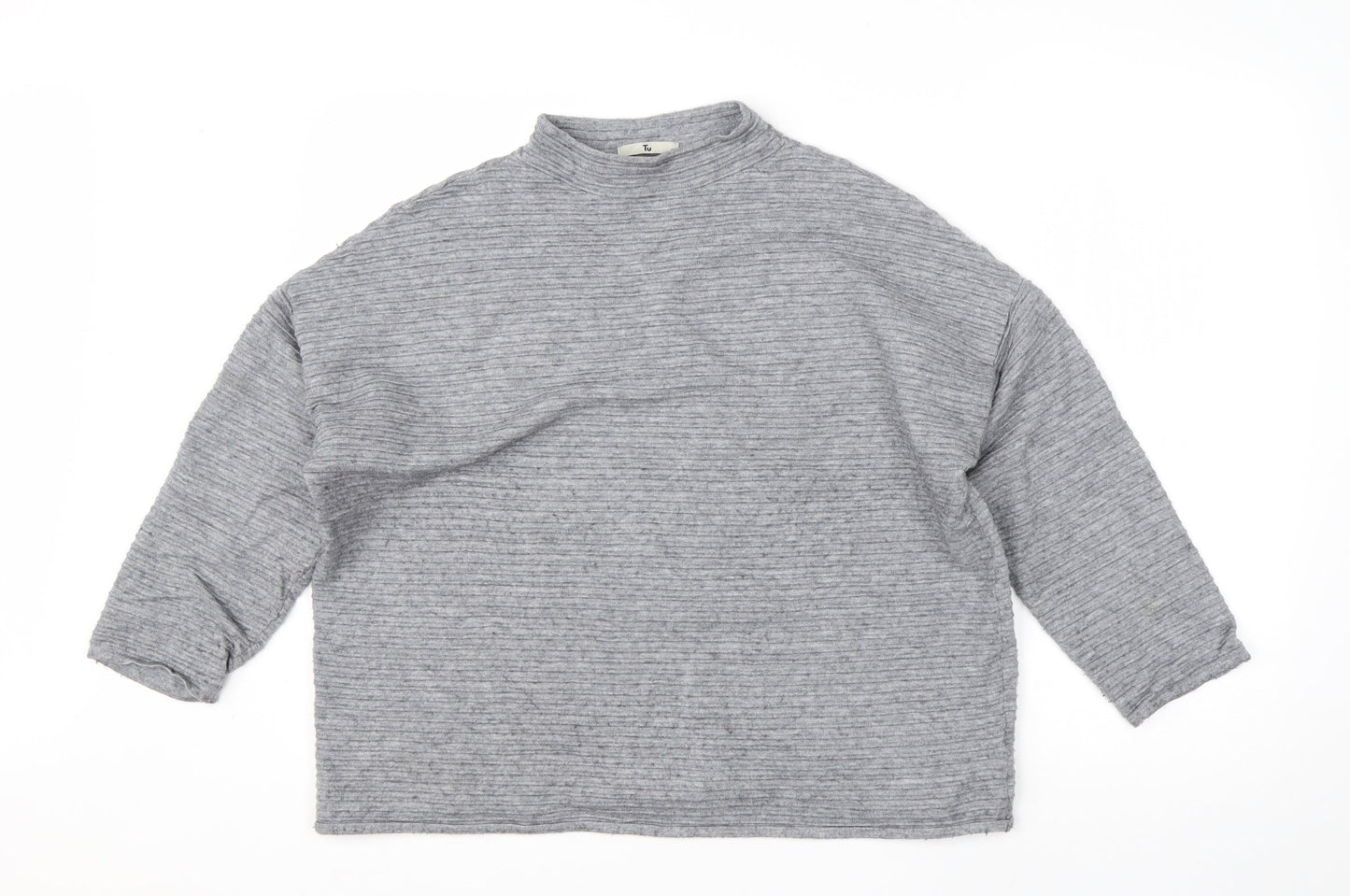 TU Womens Grey Round Neck  Viscose Pullover Jumper Size 16