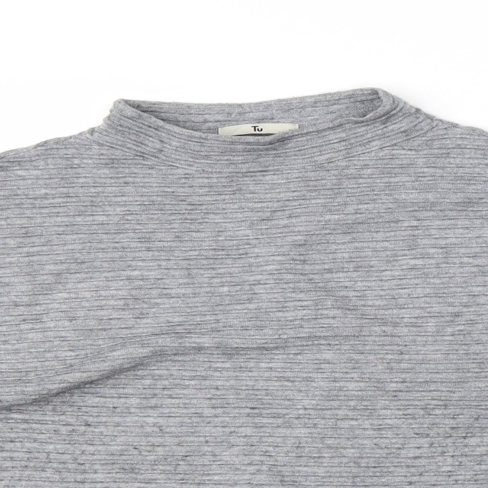 TU Womens Grey Round Neck  Viscose Pullover Jumper Size 16