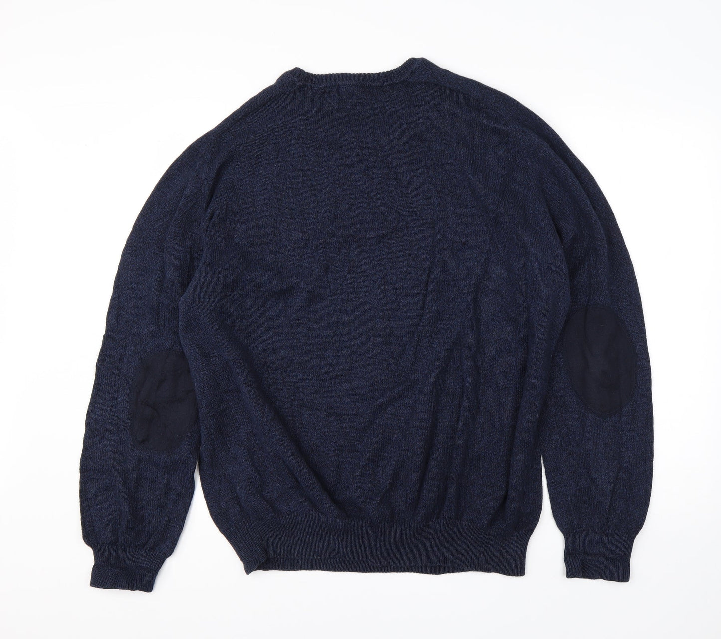 Easy Mens Blue Round Neck  Cotton Pullover Jumper Size XL