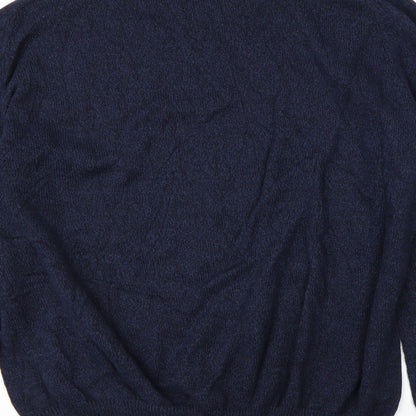 Easy Mens Blue Round Neck  Cotton Pullover Jumper Size XL