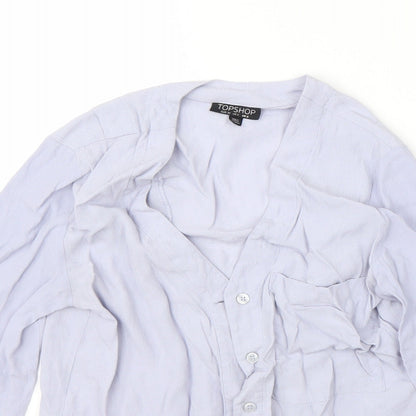 Topshop Womens Purple  Viscose Basic Button-Up Size 6 V-Neck