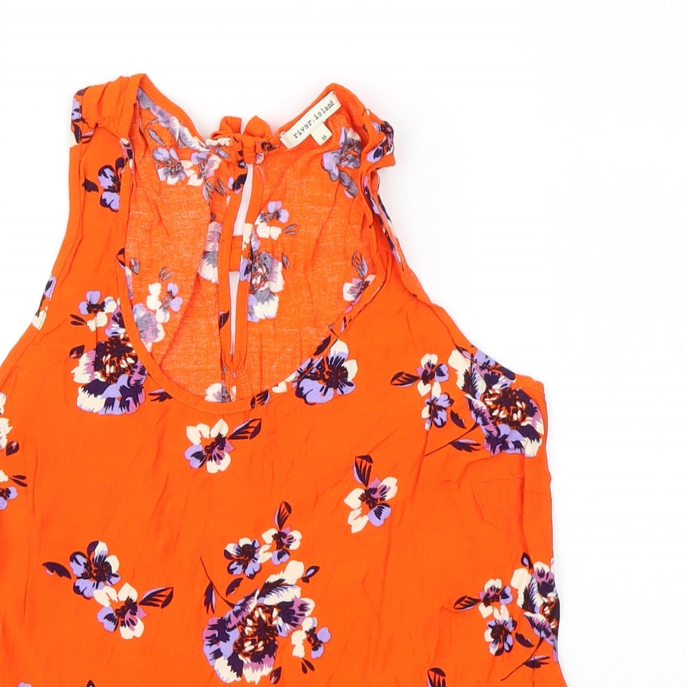 Womens UK Size 8 River Island Orange Basic Blouse