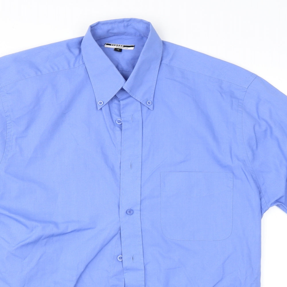 George Womens Blue  Polyester Basic Button-Up Size 16 Collared