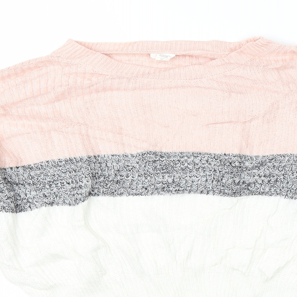 Garage Womens Pink Round Neck  Nylon Pullover Jumper Size M