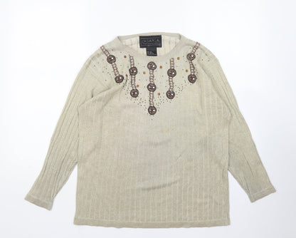 Womens UK Size One Size Casamia Gold Pullover Jumper