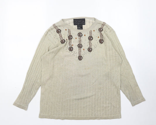 Womens UK Size One Size Casamia Gold Pullover Jumper