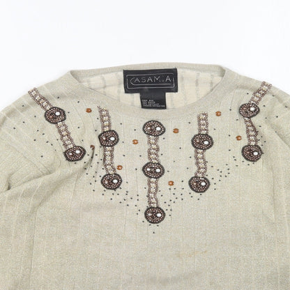 Womens UK Size One Size Casamia Gold Pullover Jumper