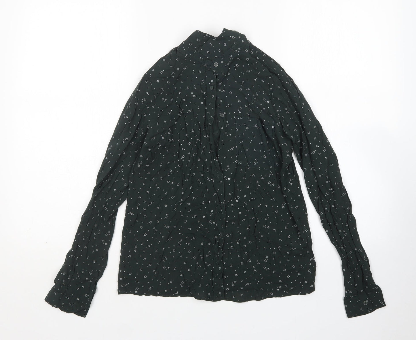 Womens UK Size XS Pull & Bear Green Basic Button-Up