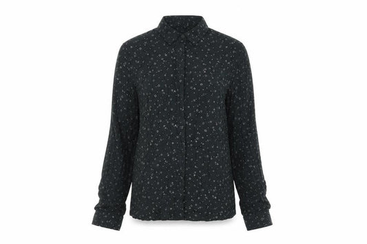 Front view of Pull&Bear women’s green viscose basic button-up, size XS, collared