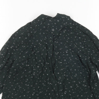 Womens UK Size XS Pull & Bear Green Basic Button-Up
