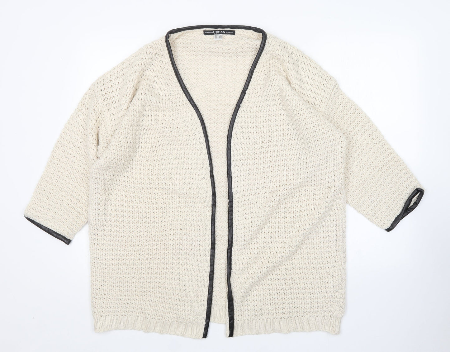 Venca Womens Beige V-Neck  Acrylic Cardigan Jumper Size 18