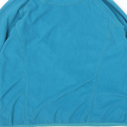 Brand and care label for Joe Fresh women’s green pullover sweatshirt, size S