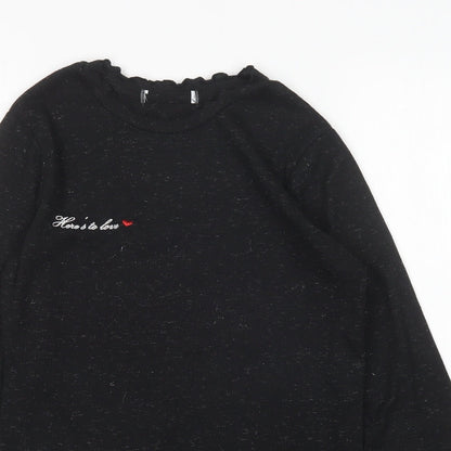 Primark Womens Black  Polyester Basic T-Shirt Size S Round Neck