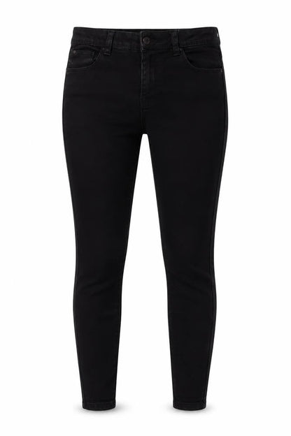 Front view of DENIM CO women’s black cotton skinny jeans, size UK 10, 29-inch leg regular