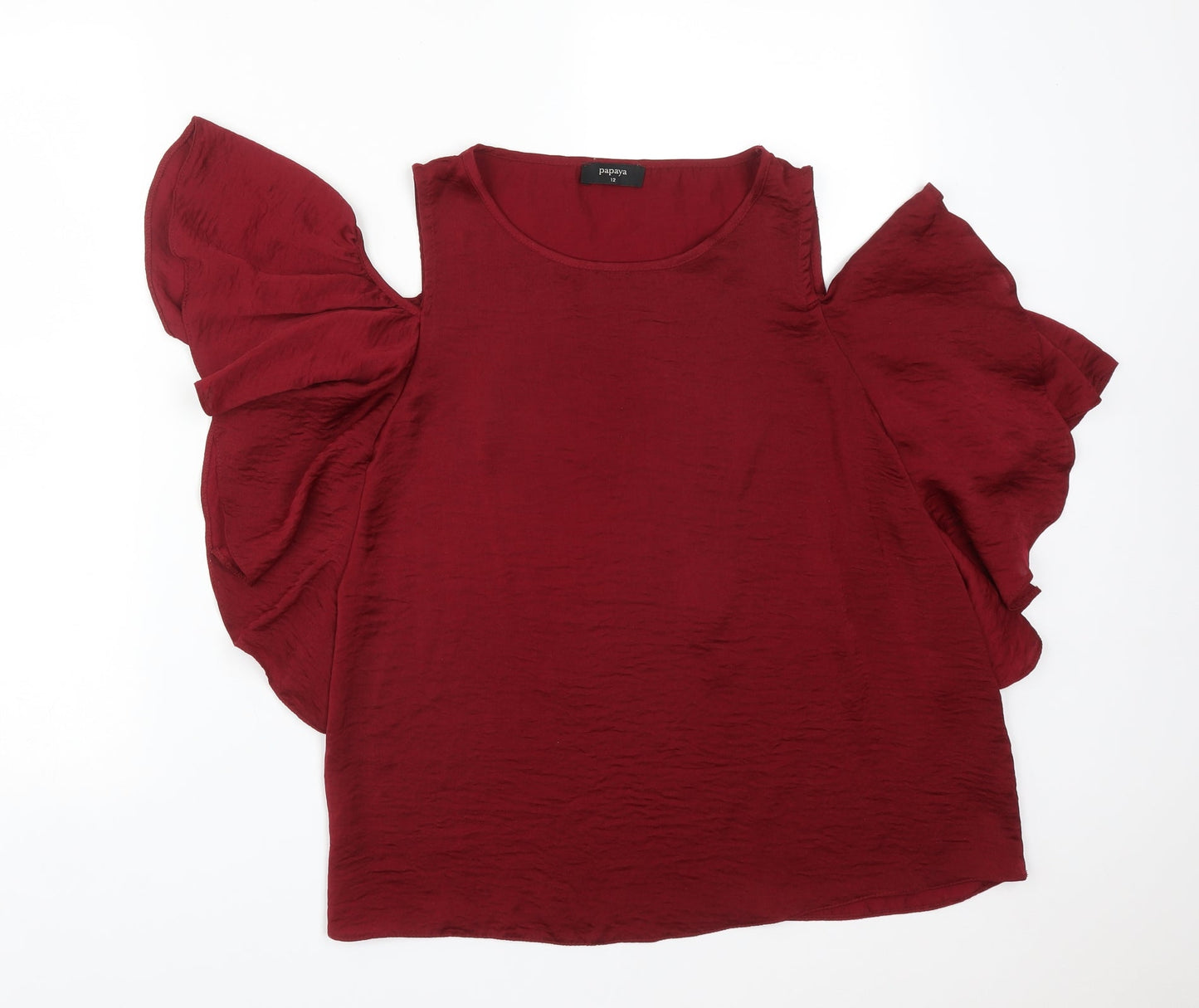 Papaya Womens Red  Polyester Basic T-Shirt Size 12 Round Neck