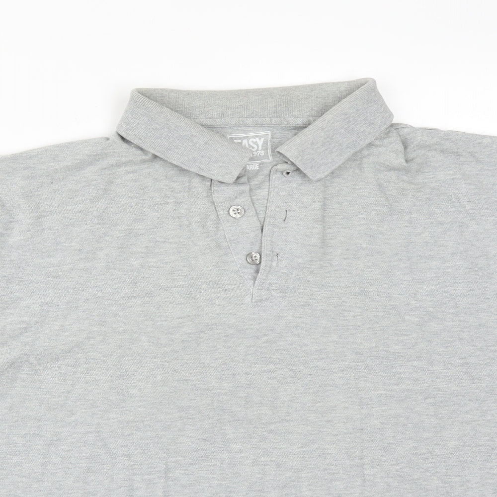Easy Mens Grey  Cotton  Polo Size L Collared
