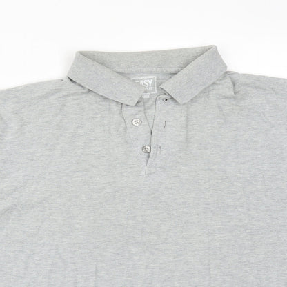 Easy Mens Grey  Cotton  Polo Size L Collared