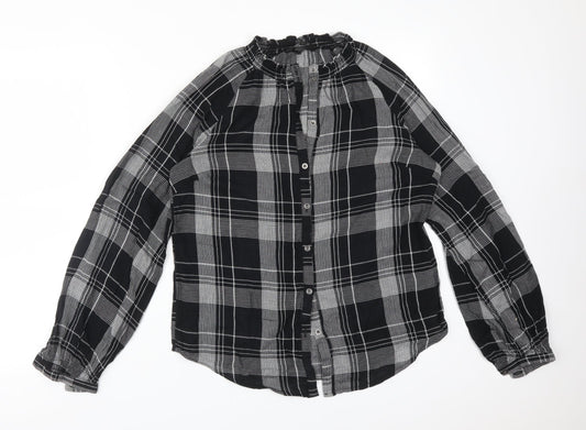 NEXT Womens Multicoloured Plaid Cotton Basic Button-Up Size 10 Round Neck