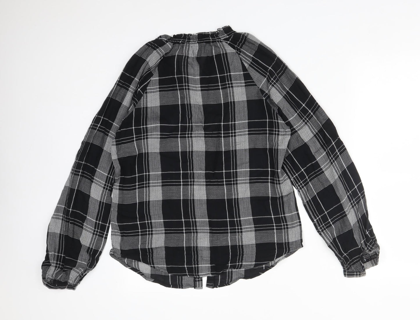 NEXT Womens Multicoloured Plaid Cotton Basic Button-Up Size 10 Round Neck