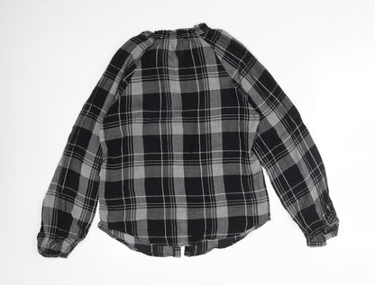 NEXT Womens Multicoloured Plaid Cotton Basic Button-Up Size 10 Round Neck