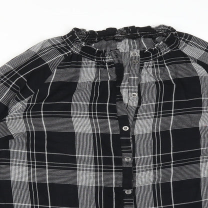 NEXT Womens Multicoloured Plaid Cotton Basic Button-Up Size 10 Round Neck