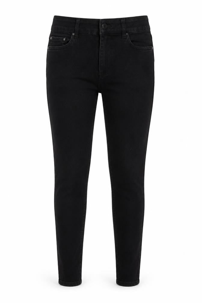 Front view of New Look women’s black cotton skinny jeans, size UK 10, 29-inch leg regular