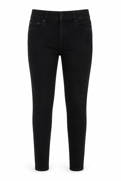 Front view of New Look women’s black cotton skinny jeans, size UK 10, 29-inch leg regular