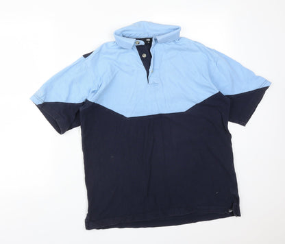 ONE BY ONE  Mens Blue Colourblock Cotton  Polo Size M Collared