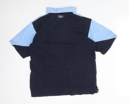 ONE BY ONE  Mens Blue Colourblock Cotton  Polo Size M Collared