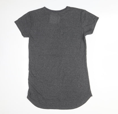 Back view of Primark women’s grey solid polyester pyjama top, size S, - the deathly hallows