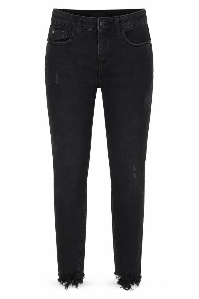 Front view of DENIM CO women’s black cotton skinny jeans, size UK 8, 28-inch leg regular