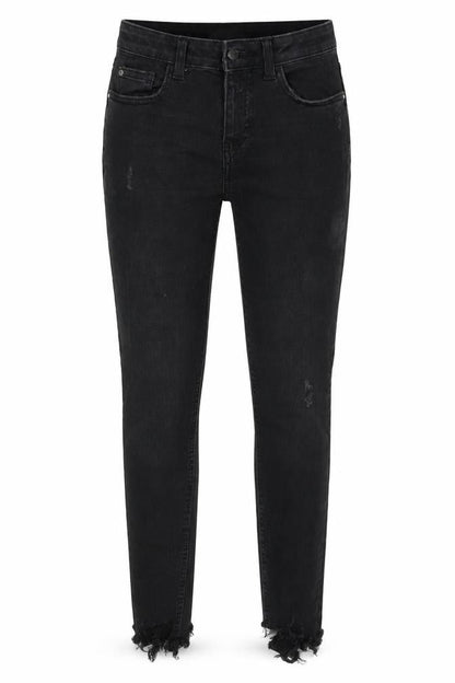 Front view of DENIM CO women’s black cotton skinny jeans, size UK 8, 28-inch leg regular