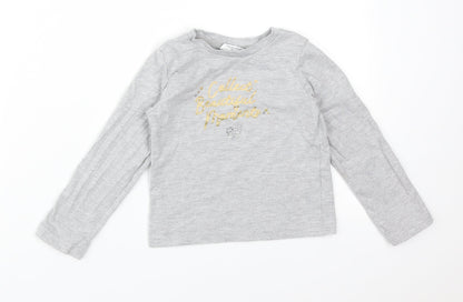 Primark Girls Grey  Cotton Basic T-Shirt Size 5-6 Years Round Neck  - COLLECT BEAUTIFUL MOMENTS