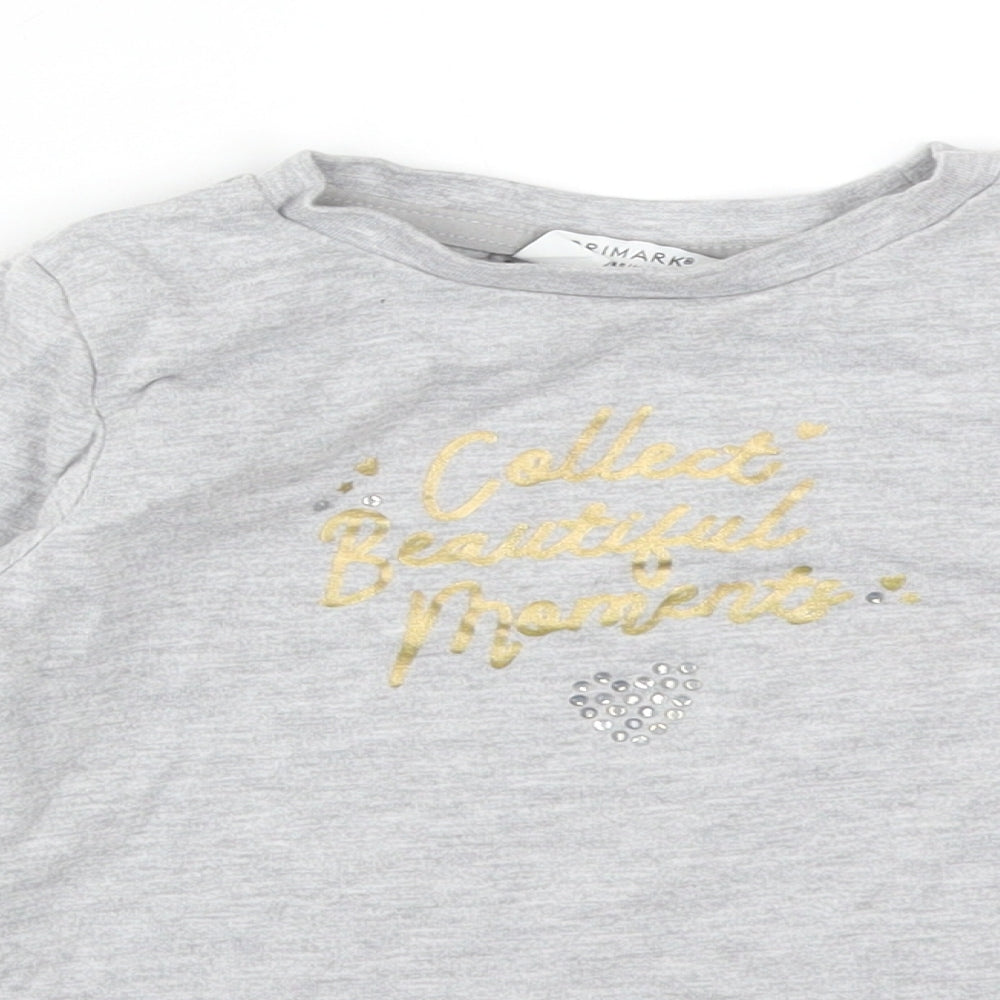 Primark Girls Grey  Cotton Basic T-Shirt Size 5-6 Years Round Neck  - COLLECT BEAUTIFUL MOMENTS