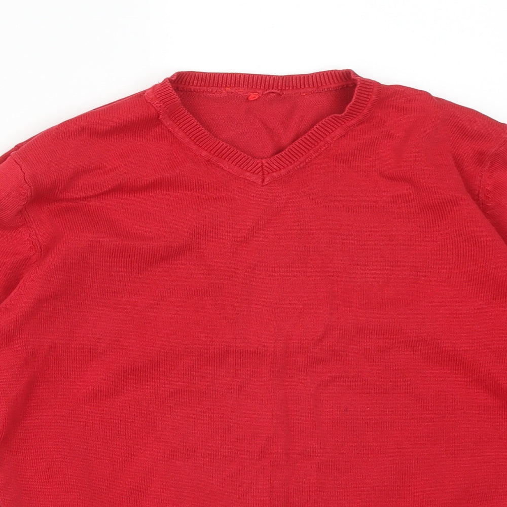 Close-up detail of George boys’ red cotton pullover sweatshirt, size 9-10, years