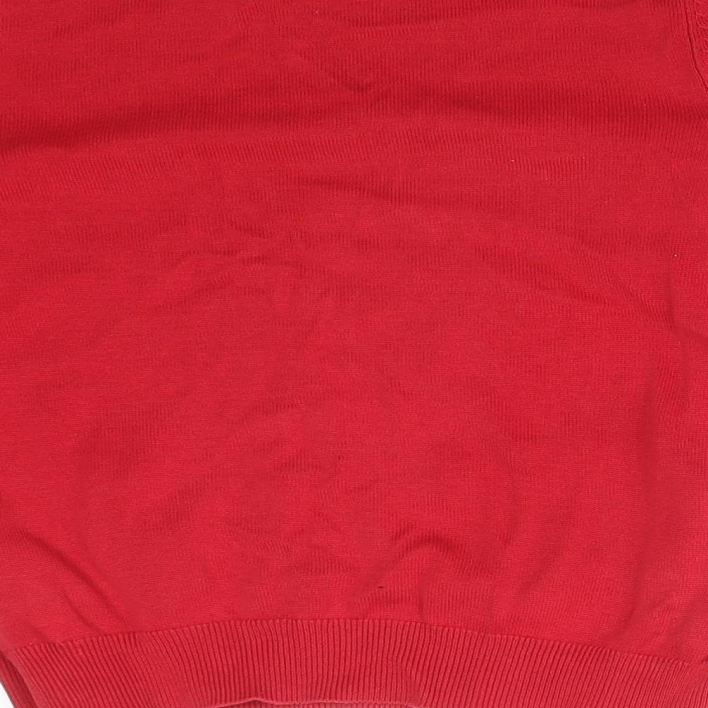 Brand and care label for George boys’ red cotton pullover sweatshirt, size 9-10, years