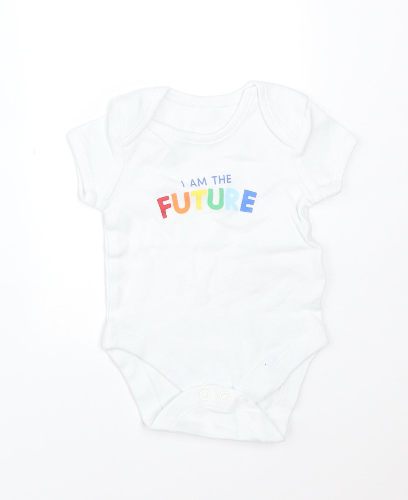 Primark Baby White  Cotton Babygrow One-Piece Size 0-3 Months   - I AM THE FUTURE