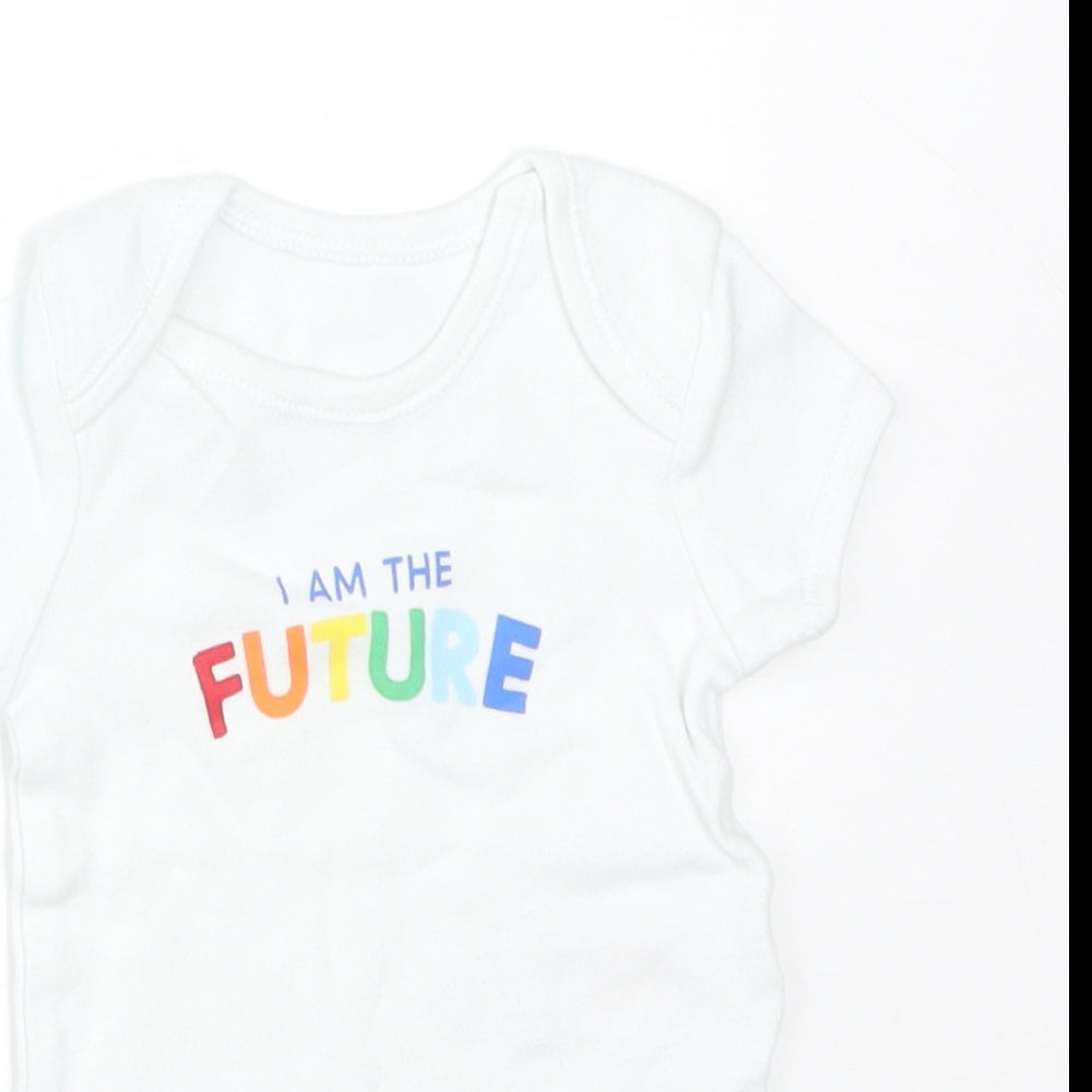 Primark Baby White  Cotton Babygrow One-Piece Size 0-3 Months   - I AM THE FUTURE