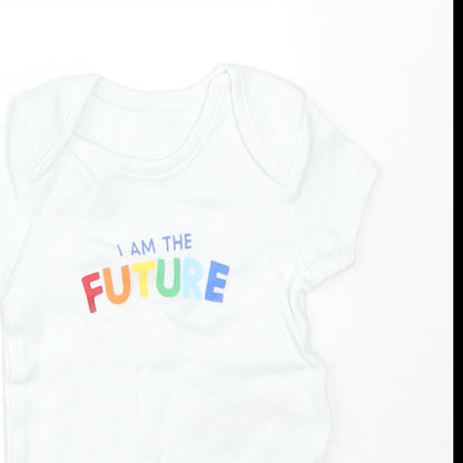 Primark Baby White  Cotton Babygrow One-Piece Size 0-3 Months   - I AM THE FUTURE