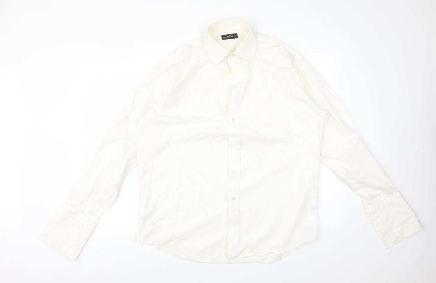 Mens UK Size 16 M*S Ivory  Button-Up Long Sleeve Casual Shirt